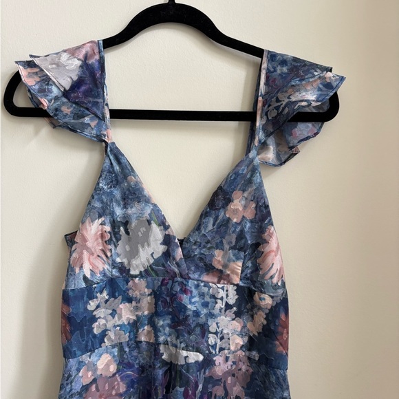 Anthropologie Floral Midi Dress - Blue and Pink - Picture 3 of 9
